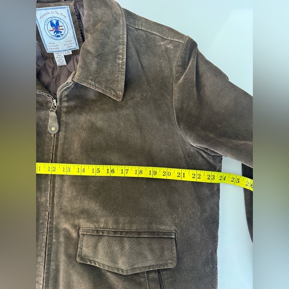 JLC Men’s Brown Suede Leather Bomber Jacket Zip Up Coat Size L - Picture 11 of 12